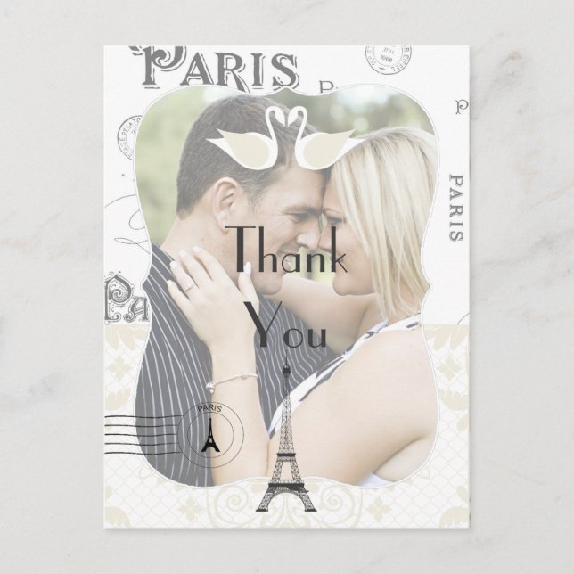 Carte Postale Paris Mariage Thème Merci (Devant)