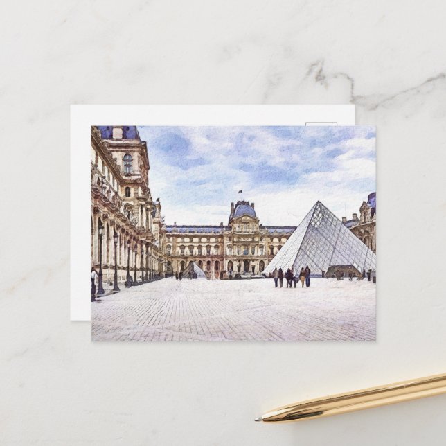 Carte postale Paris Musée du Louvre (Devant/Arrière en situation)
