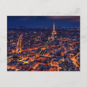 Carte Postale Paris Nuit Tour Eiffel Art européen