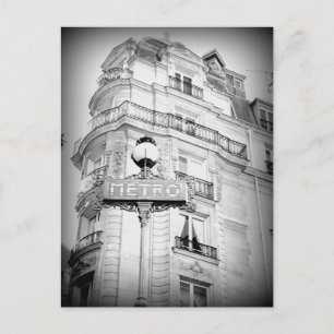 Carte postale Paris Style vintage, panneau métro