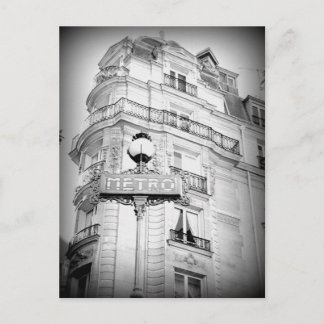 Carte postale Paris Style vintage, panneau métro