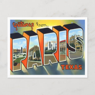 Carte postale Paris, Texas Vintage Big Letters