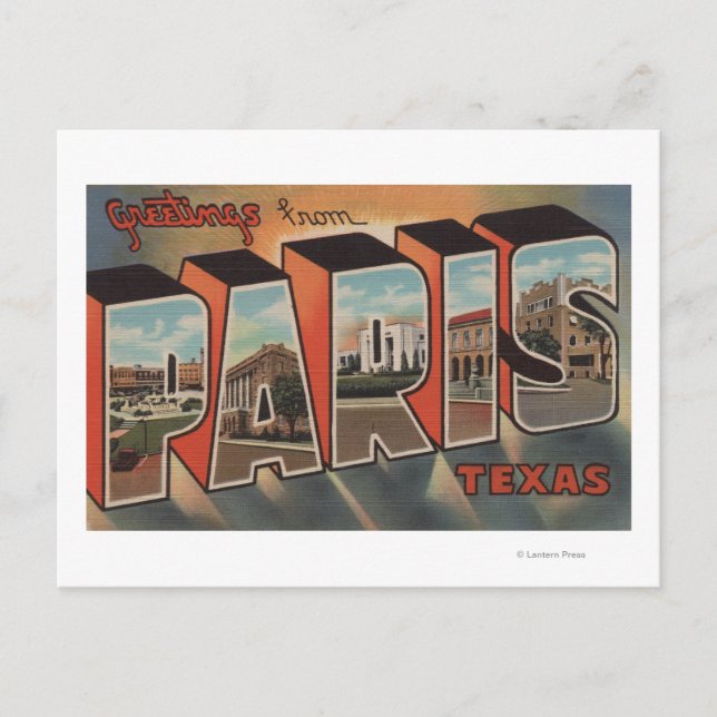 Carte Postale Paris, TexasGrandes lettres ScènesParis, TX (Devant)