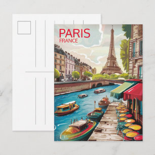 Carte Postale Paris Tour Eiffel cadeaux vintage vieilles rues