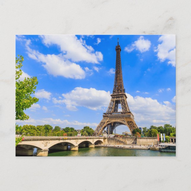 Carte Postale Paris, Tour Eiffel et Seine, France. (Devant)
