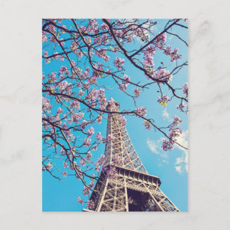 Carte Postale Paris Tour Eiffel fleurit en Printemps