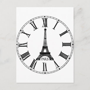 Carte Postale Paris Tour Eiffel Horloge Française