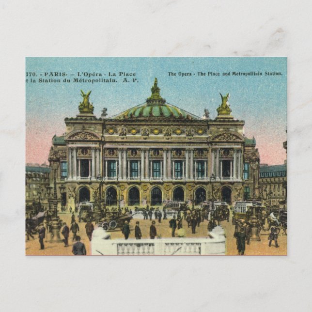 Carte Postale Paris vintage, Opéra (Devant)
