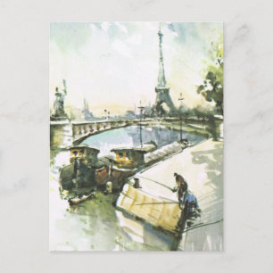 Carte Postale Paris vintage, Paris Pêche en Seine
