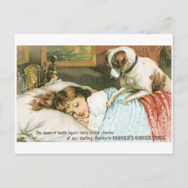 Carte Postale Parkers Ginger Tonic Sleeping Girl avec chien (Devant)