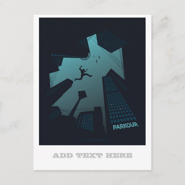 Carte Postale PARKOUR Teen Graphics Building Roof Jumping (Devant)
