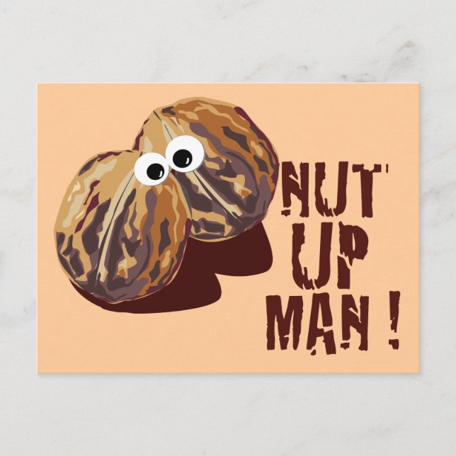 Carte Postale Parodie humoristique 'NUT UP MAN' (Devant)