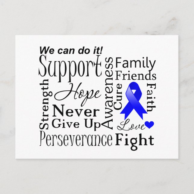 Carte Postale Paroles de soutien pour le cancer du côlon (Devant)