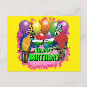 CARTE POSTALE PARROTS D'ANNIVERSAIRE