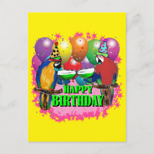 CARTE POSTALE PARROTS D'ANNIVERSAIRE