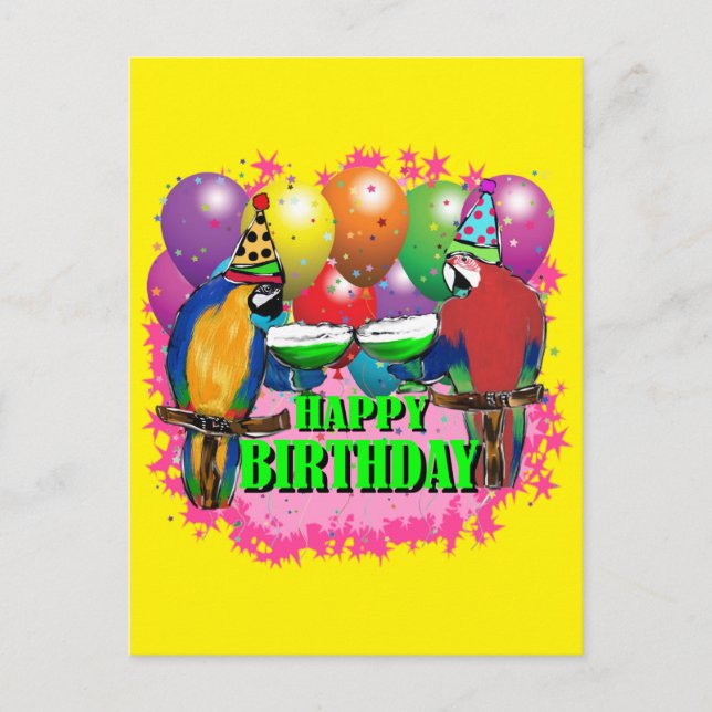 CARTE POSTALE PARROTS D'ANNIVERSAIRE (Devant)