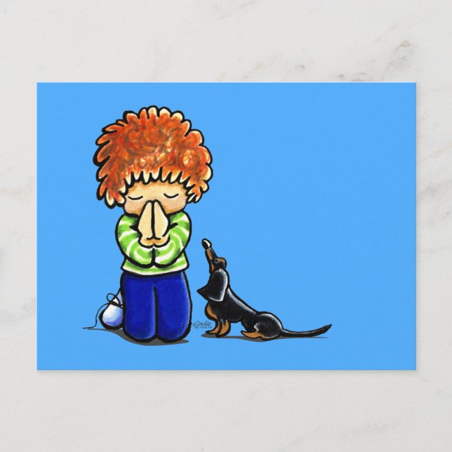 Carte Postale Partenaires de prière Garçon B/T Dachshund (Devant)