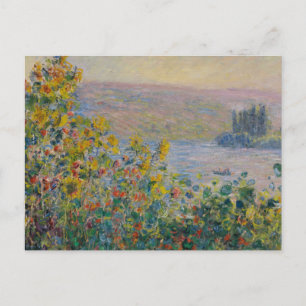 Carte Postale Parterres de fleurs à Vétheuil, paysage impression