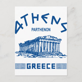 Carte Postale Parthénon - Athènes - Grec (bleu)