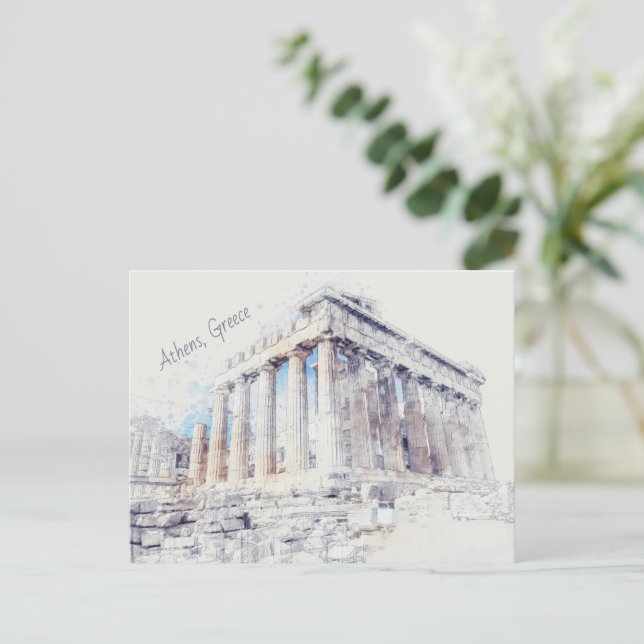 Carte Postale Parthénon des sites antiques à Athènes, Grèce (Debout devant)