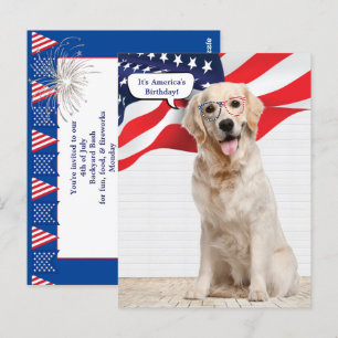 Carte Postale Parti 4 juillet Golden Retriever