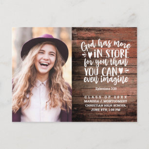 Carte Postale Parti de la graduation Bible Verse Rustique Photo