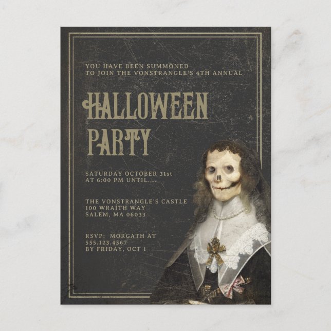 Carte Postale Parti gothique victorien d'Halloween pour adultes (Devant)