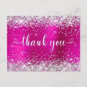 Carte Postale Parties scintillant Argent Hot rose Sweet 16 Coeur
