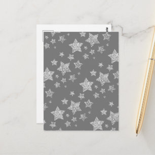 Carte Postale Parties scintillant argent scintille Étoiles motif