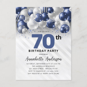 Carte Postale Parties scintillant bleu bleu marine en argent 70e