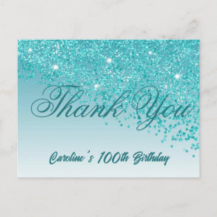 Carte Postale Parties scintillant bleue turquoise, 100e annivers