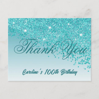 Carte Postale Parties scintillant bleue turquoise, 100e annivers