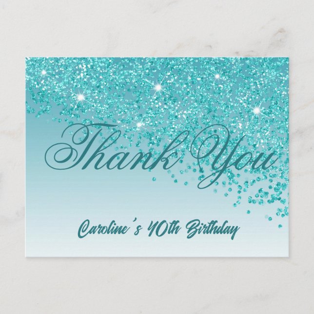 Carte Postale Parties scintillant Bleue turquoise, 40e anniversa (Devant)
