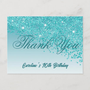 Carte Postale Parties scintillant Bleue turquoise, 70e anniversa