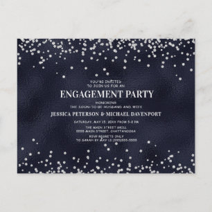 Carte Postale Parties scintillant d'argent bleu marine