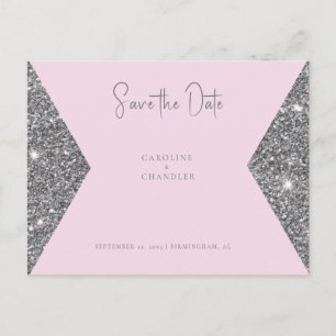 Carte Postale Parties scintillant d'argent Image mariage rose En