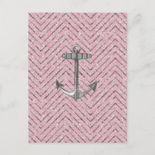 Carte Postale Parties scintillant d'argent rose Fille Motif Chev
