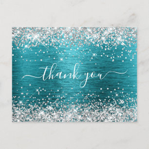 Carte Postale Parties scintillant d'argent sombre Turquoise Anni