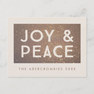 Carte Postale Parties scintillant de bronze Joie & Paix Noël Sal