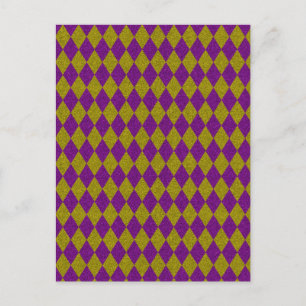 Carte Postale Parties scintillant de diamants violet et or