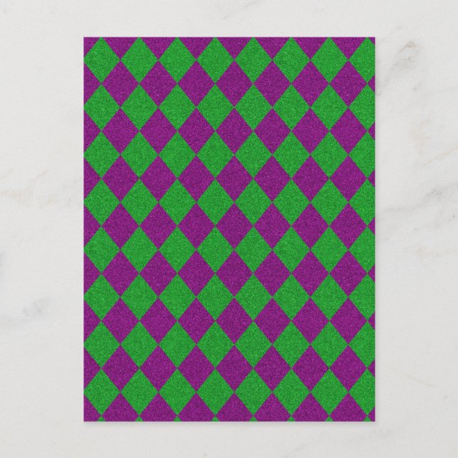 Carte Postale Parties scintillant de diamants violet et vert (Devant)