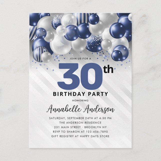 Carte Postale Parties scintillant de la Marine Blue Silver Ballo (Devant)