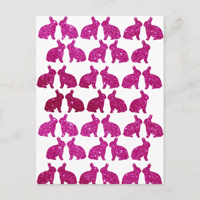 Carte Postale Parties scintillant de Pâques Bunnies roses Bunny (Devant)