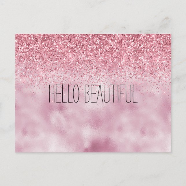 Carte Postale Parties scintillant de verre rose (Devant)