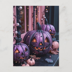 Carte Postale Parties scintillant déplaisante Citrouilles Hallow