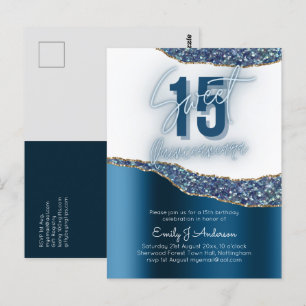 Carte Postale Parties scintillant d'huile d'argent glamour Quinc