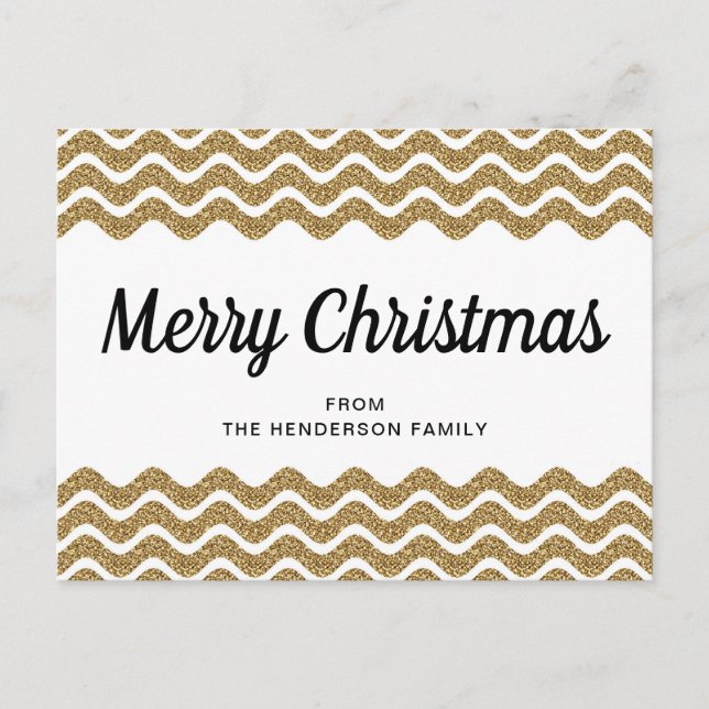 Carte Postale Parties scintillant d'or blanc Chevron rayures Joy (Devant)