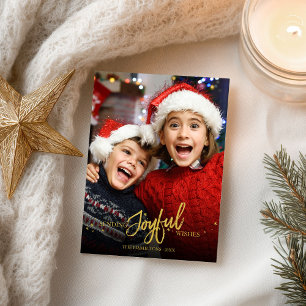 Carte Postale Parties scintillant d'or Calligraphie Photo Noël