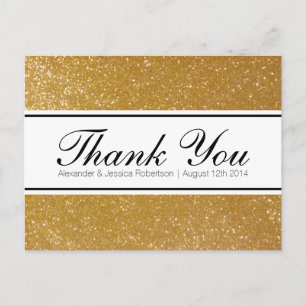 Carte Postale Parties scintillant d'or élégant mariage merci car