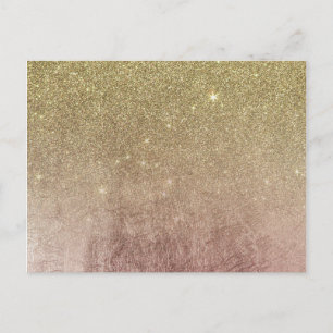Carte Postale Parties scintillant d'or et Maille d'or rose Rose